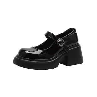 乐福鞋女真皮2026新款扣带厚底增高玛丽珍露脚背单鞋小皮鞋配裙子