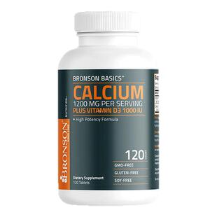 美国bronson进口高含量钙1200mg+维生素D31000iu优选碳酸钙