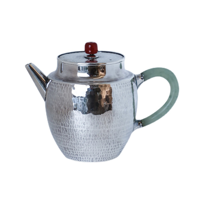 纯银时代纯手工玉把巨轮珠泡茶壶