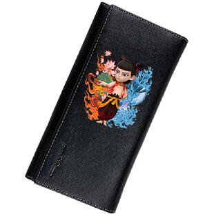 哪吒钱包男士长款真皮夹头层牛皮高端多卡位银包动漫二次元手拿包