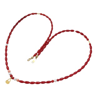 ENIMOL地中海天然沙丁红珊瑚米珠项链女小众百搭细项链情人节礼物