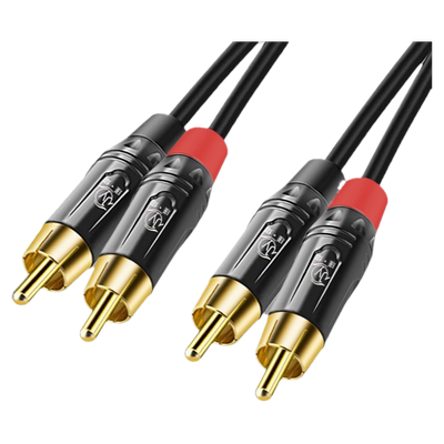 双莲花头音频线二对二音响连接线
