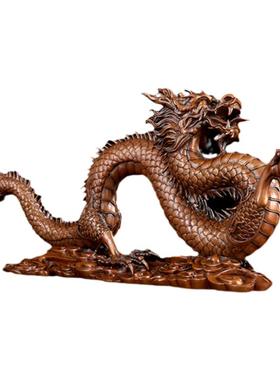 紫铜龙腾四海装饰品桌面摆件精致