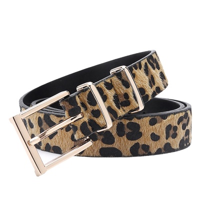豹纹马毛合金扣辣妹腰带