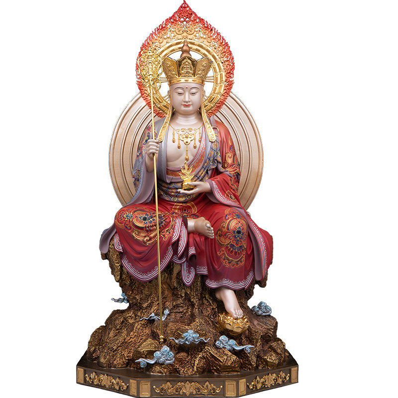 高档彩绘地藏王菩萨铜像摆件
