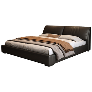 法莎蒂大象耳朵床落地意式极简主卧双人高箱真皮床