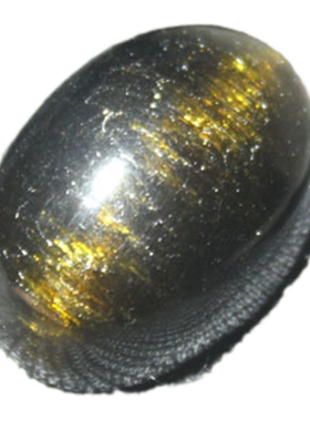天然黑碧玺水晶戒面金光