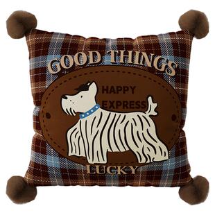 美拉德风长毛狗抱枕套靠枕客厅沙发靠垫睡觉长条抱枕床上靠背腰枕