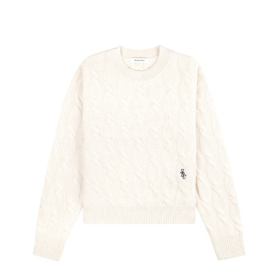 Sporty&Rich Farmhouse系列男女同款舒适绞花羊绒针织毛衣上衣