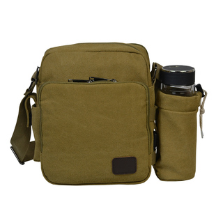 新款复古帆布小背包通勤斜挎包放水杯爸爸单肩包便携随身男士包包