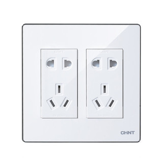 120型正泰开关插座面板NEW9E白银边家用北欧五孔幻银电灯墙壁组装