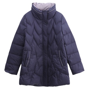 科尚妈妈装90鸭绒羽绒服女2025冬新款立领保暖茧型大码中长款外套