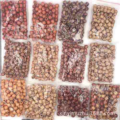 新品 100个/包diy串珠散珠 16*17mm大孔印花包花珠 脏辫饰品配件