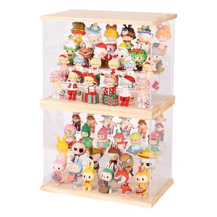 带灯泡泡玛特收纳展示盒亚克力密林古堡娃娃手办盲盒透明防尘大号