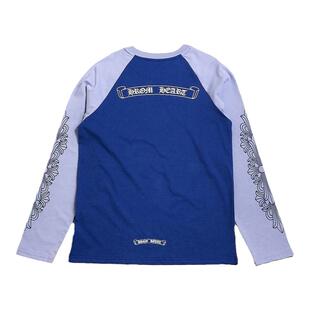 马蹄十字架图腾梵文手臂印花潮牌tee纯棉打底秋冬插肩袖长袖体恤