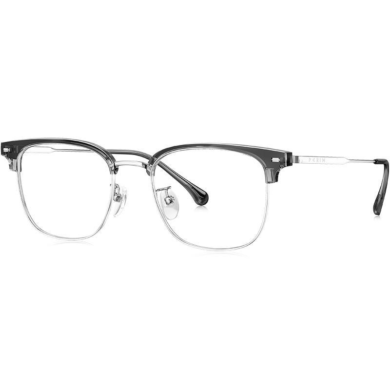 眼镜框大脸男近视理工男款半框眼镜派丽蒙变色可配度数钛架85097