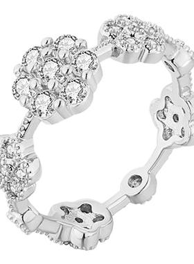 小红书爆款时尚五朵花排戒指环叠戴S925纯银甜美花朵戒指双面佩戴