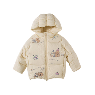 Amila女童三防短款羽绒服儿童白鸭绒面包服加厚小孩冬装保暖外套