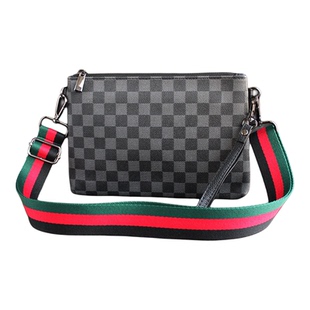 格子男士手拿包多功能信封包一包多用斜挎包时尚大容量新款手包女