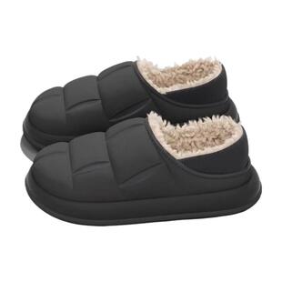 防水棉拖鞋女士冬季包跟情侣外穿厚底踩屎感加绒棉鞋男款防滑软底