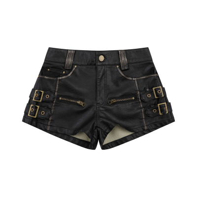 美式复古辣妹拼接短裤女