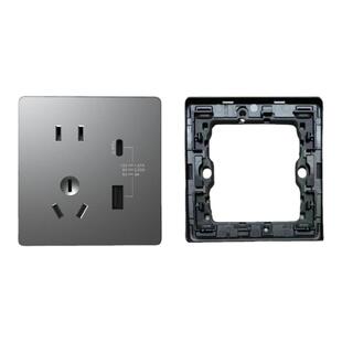 Nader良信N1L星空灰二三插带开关五孔电源86型开关插座面板家用