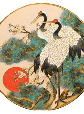 松鹤长春碳盘摆件掐丝珐琅彩新中式客厅玄关坐盘景泰蓝手工礼品