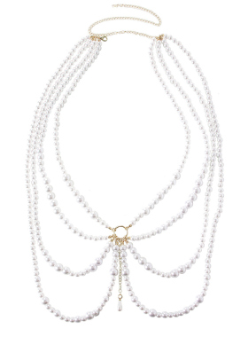 夜店舞台演出多层珍珠腰链百搭复古甜美装饰流苏胸链毛衣裤链配饰