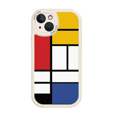 蒙德里安不规则格子手机壳高级感