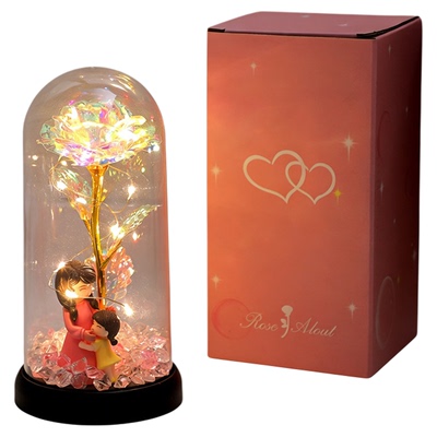 发光永生花玫瑰花小夜灯