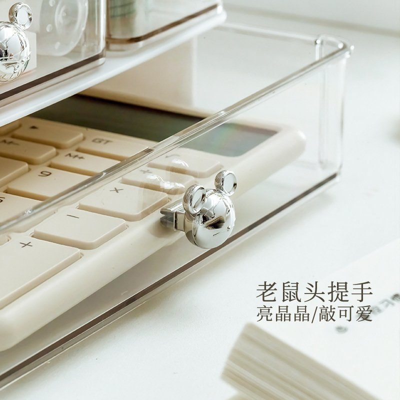 桌面收纳盒防尘高级整理盒多功能透明物储盒带大容量化妆品抽屉式