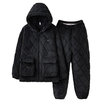 猫人夹棉睡衣男士冬季保暖家居服