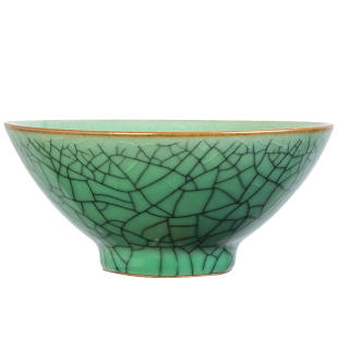 陶瓷日式5寸饭碗青瓷斗笠碗仿古家用单个小号酒碗龙泉冰裂纹餐具