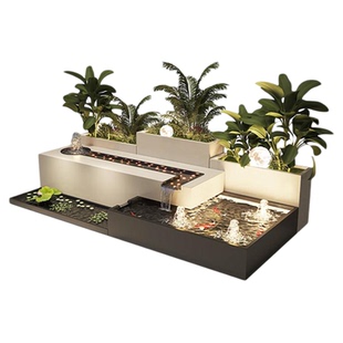 不锈钢成品水景墙一体式鱼池阳台庭院水幕墙大型流水304户外水景