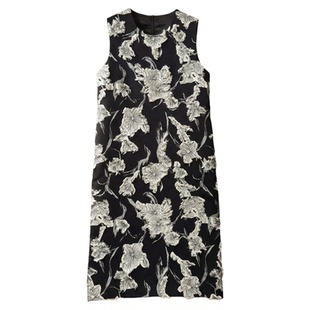 日常气质花色休闲背心裙子2026夏季新款女装提花无袖中长款连衣裙