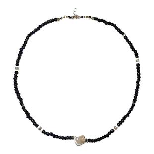 RTEP 沙滩碎片*马蹄螺天然贝壳珠拼接设计黑色百搭小众感锁骨项链