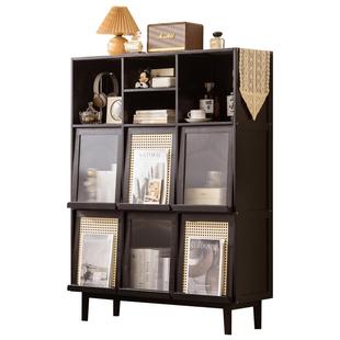 书柜格子柜落地翻门书架客厅矮书柜组合收纳柜展示柜矮柜子餐边柜