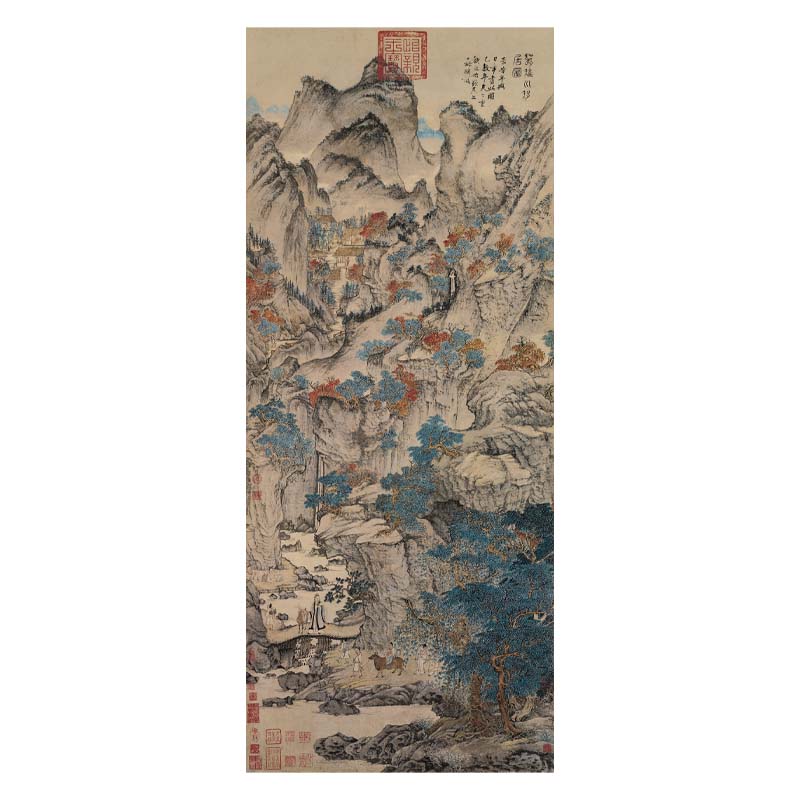 新品王蒙移居图轴竖幅朱砂国画