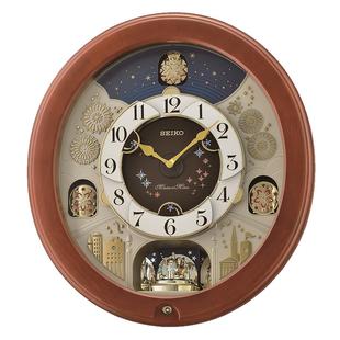 日本精工欧式客厅时尚艺术家用实木智能感光音乐动画挂钟QXM376B