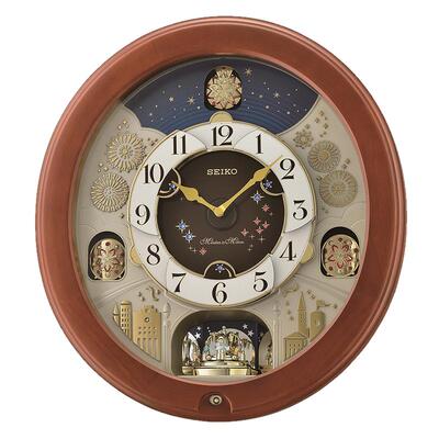 音乐动画Seiko/精工实木客厅挂钟
