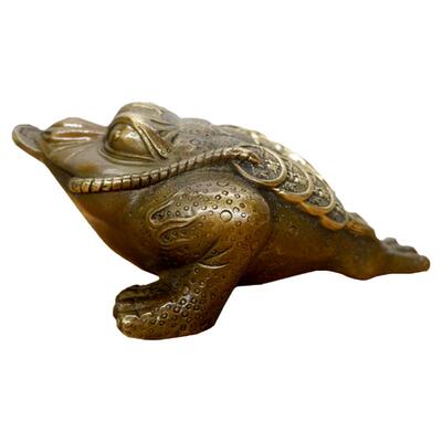 三足金蟾黄铜招财复古工艺品客厅