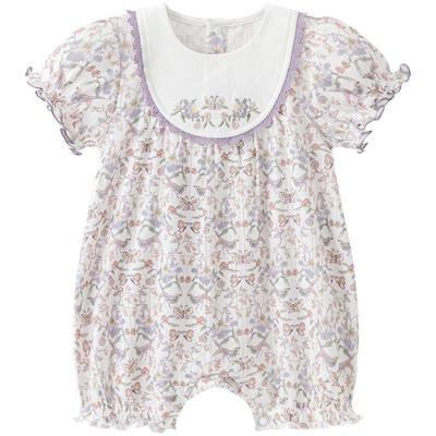 木生棉女宝宝短袖连体哈衣国风