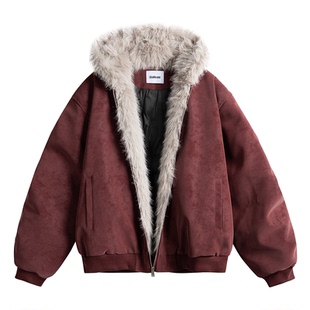 悟空有货冬季潮牌毛领连帽座山雕羽绒服男女美式复古保暖防寒外套