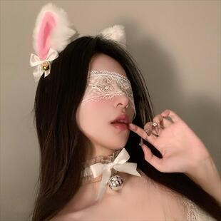 毛绒猫耳朵发夹女黑色猫咪兔子头箍头饰圣诞节装饰万圣节发饰粉色