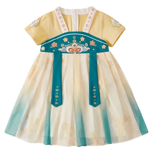 儿童衣服女大童夏季短袖裙子小女孩唐装宝宝夏装童装古风汉服女童