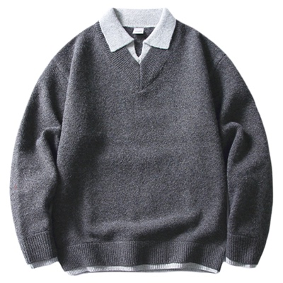 GOKIGA崎秋冬迦复古假两件针织衫