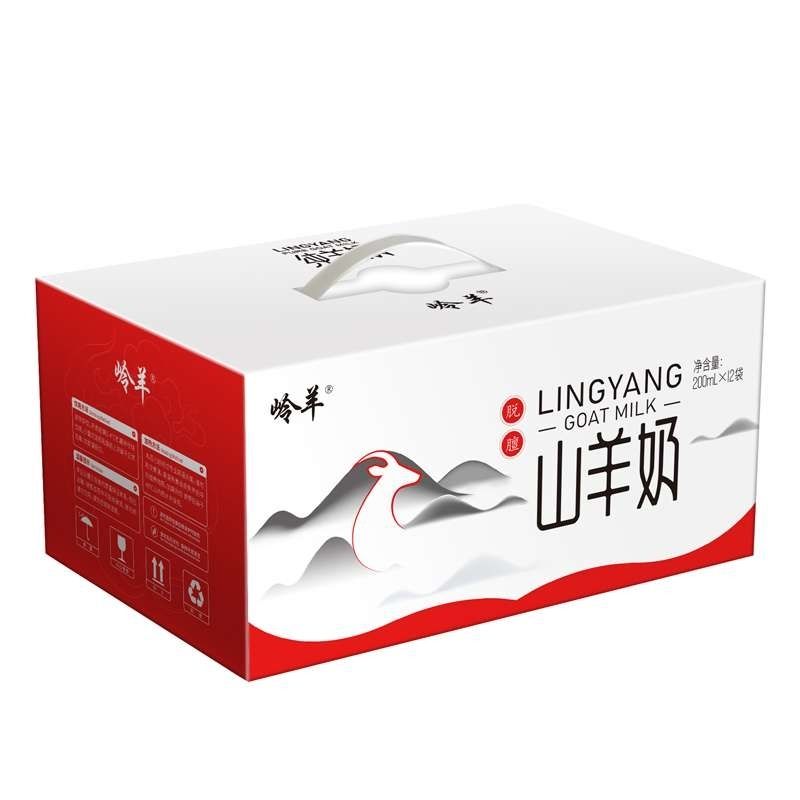 岭羊山羊奶物理脱膻杀菌常温老人儿童整箱200ml12袋包邮