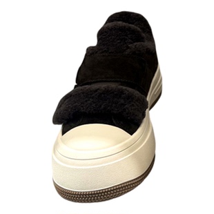 欧洲站加绒保暖厚底女鞋2025年冬季新款欧货真皮羊毛魔术贴休闲鞋