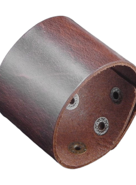 光板原生简单时尚咖啡色牛皮手镯