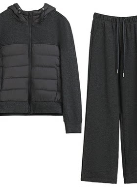冬季加绒运动棉服套装女2025穿搭